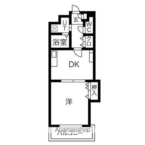 レジデンスカープ今池(1DK/6階)の間取り写真