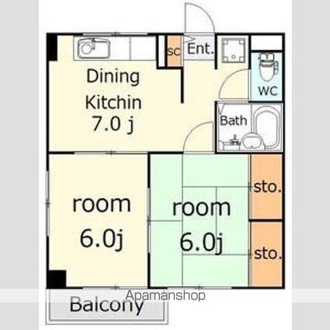 サンハイムKAZU(2DK/2階)の間取り写真