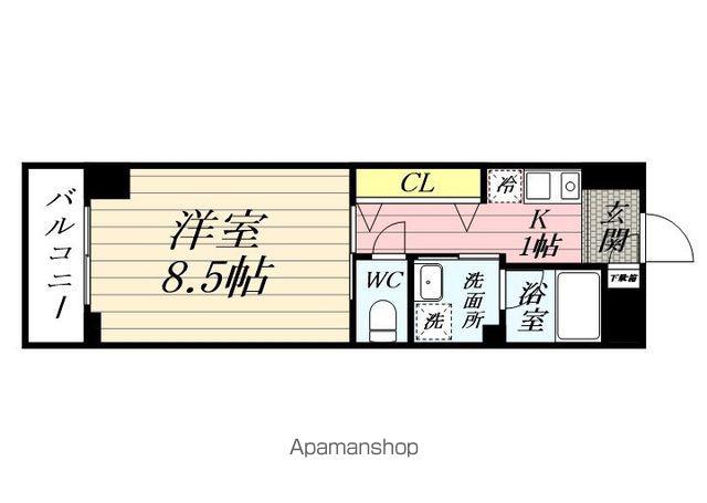 大口ハマコート5(1K/3階)の間取り写真
