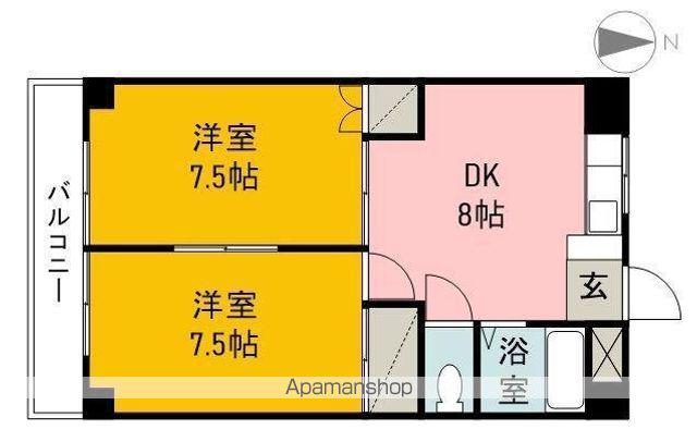 グランドハイム小坂(2DK/2階)の間取り写真