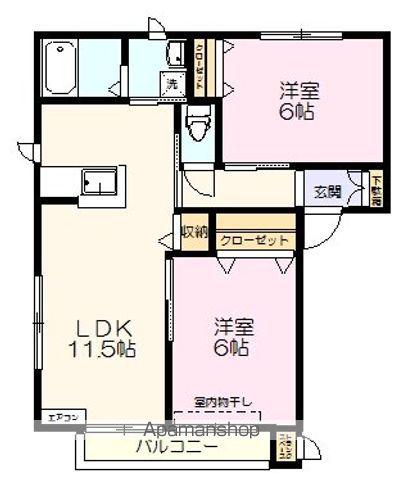 メープルガーデン2号館(2LDK/1階)の間取り写真