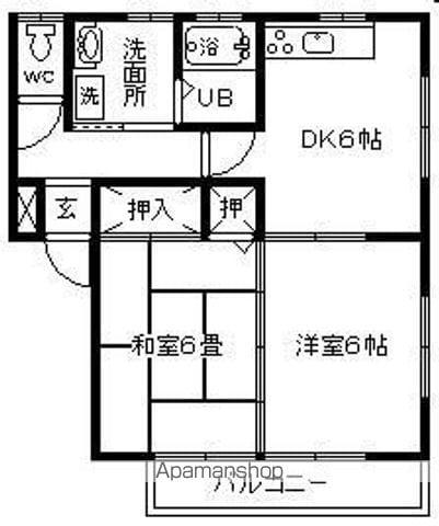 グリーンコーポ植木3号館A棟(2DK/2階)の間取り写真