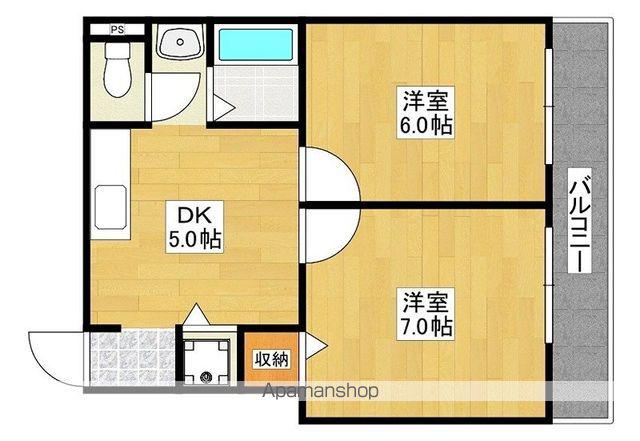 クレール針中野(2DK/2階)の間取り写真