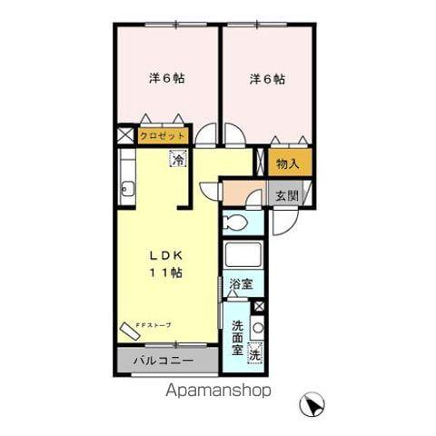 パートナーズハート(2LDK/2階)の間取り写真