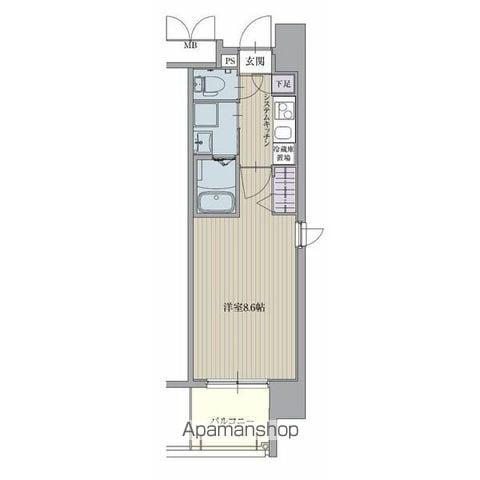 パルティール浅間町(1K/8階)の間取り写真