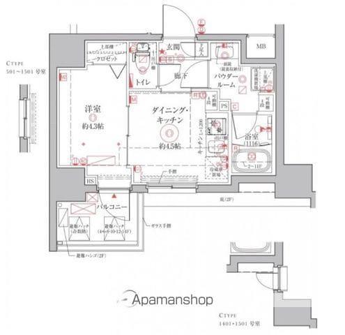 クレイシアIDZ上野(1DK/2階)の間取り写真