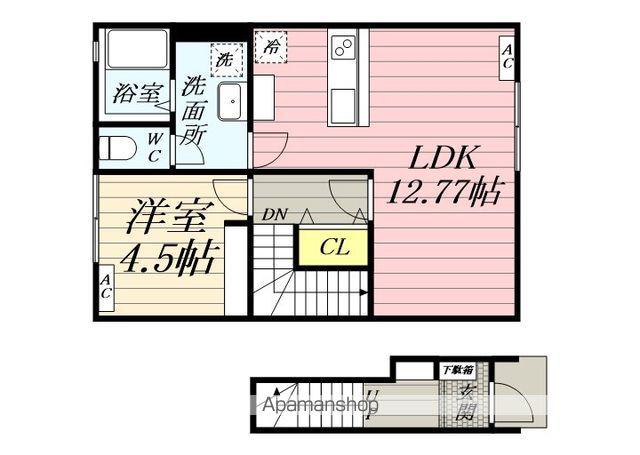LIVIO A(1LDK/2階)の間取り写真