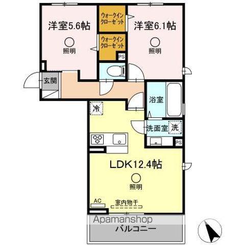 ザ サンハート八代(2LDK/2階)の間取り写真