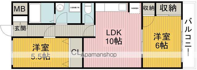 三浦マンション(2LDK/2階)の間取り写真