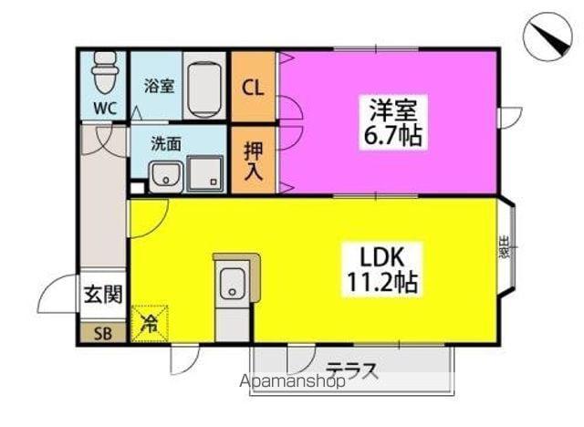サンフィールド博多の森(1LDK/1階)の間取り写真