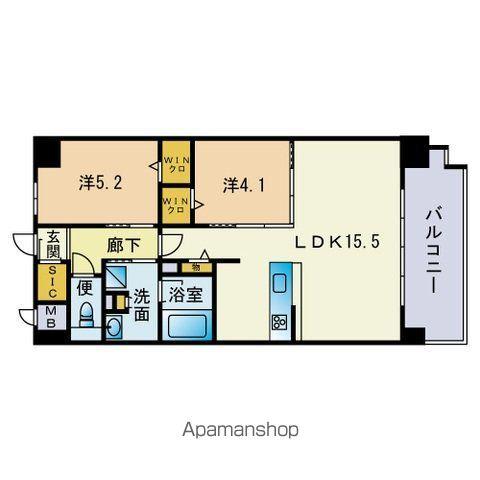 ウェルス雑餉隈駅前(2LDK/3階)の間取り写真