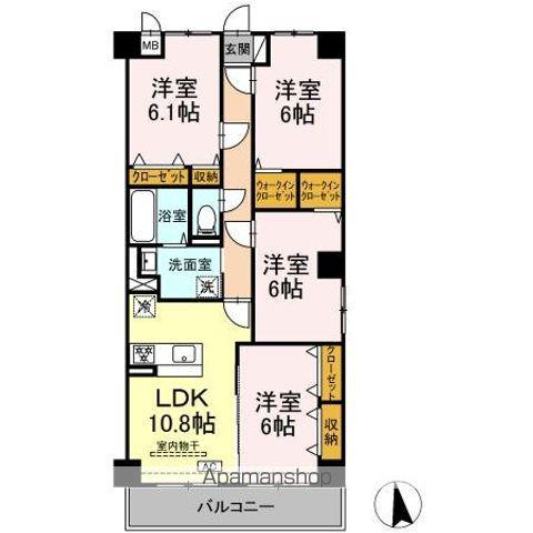 グランヴェールにしすな(4LDK/3階)の間取り写真