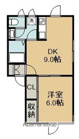 ヴィラ帆(1DK/2階)の間取り写真