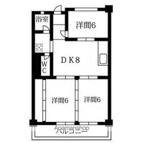 サンシャインマンション(3DK/4階)の間取り写真