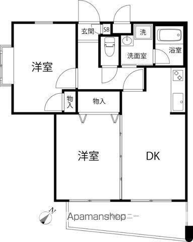 T S GARDEN MITAKADAI(2DK/1階)の間取り写真