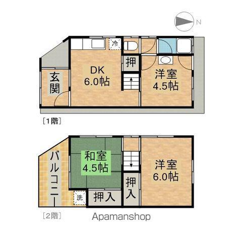 福知山線 塚口駅(ＪＲ) 徒歩14分 2階建 築54年(3DK)の間取り写真