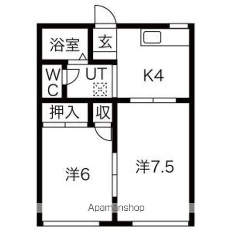 ドミ馬場小路B(2K/1階)の間取り写真