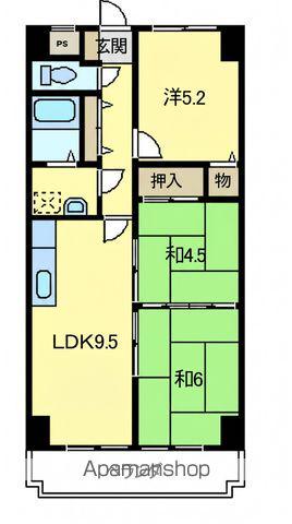 ラフィーネ黒田(2LDK/4階)の間取り写真