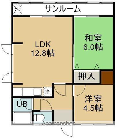 宝荘(2LDK/2階)の間取り写真
