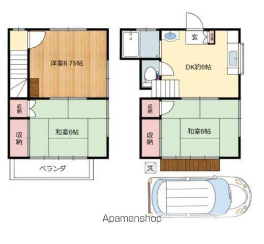 緑町３丁目テラスハウス　中棟(3DK)の間取り写真