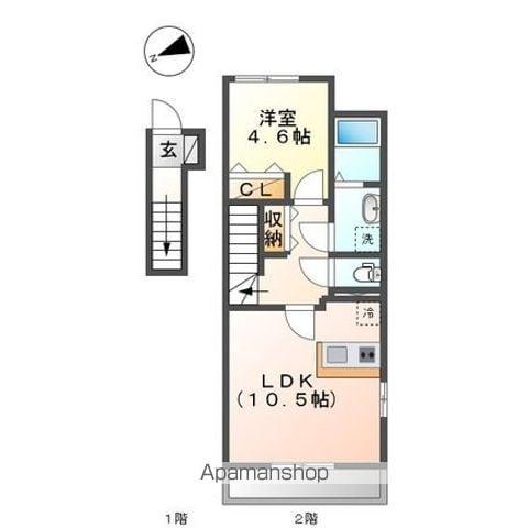 WAVEーKⅢ(1LDK/2階)の間取り写真