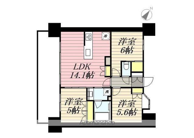 センチュリー千葉みなと(3LDK/12階)の間取り写真