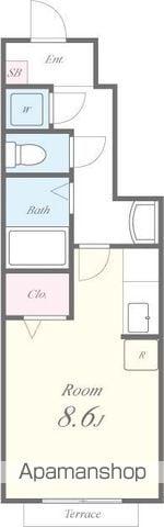 ロハスK(ワンルーム/1階)の間取り写真