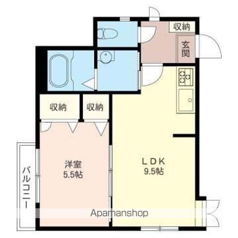 コートR(1DK/1階)の間取り写真