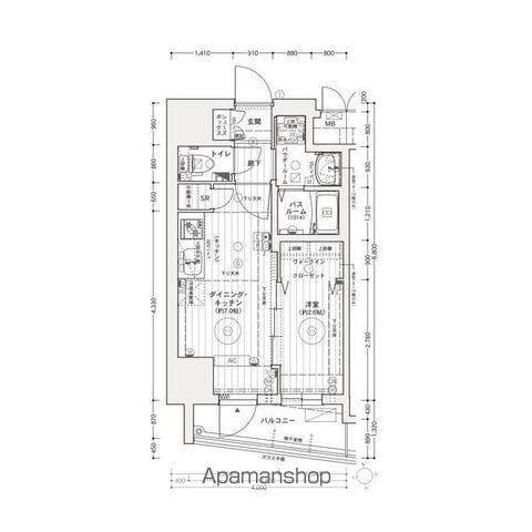 エステムコート名古屋上前津(1DK/15階)の間取り写真