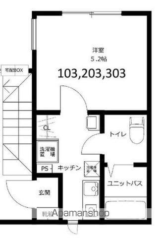 サンバレー春日町(1K/1階)の間取り写真
