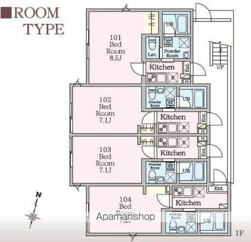 VIENTA溝の口(1K/1階)の間取り写真