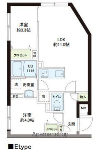 レピュア小石川レジデンス(2LDK/5階)の間取り写真