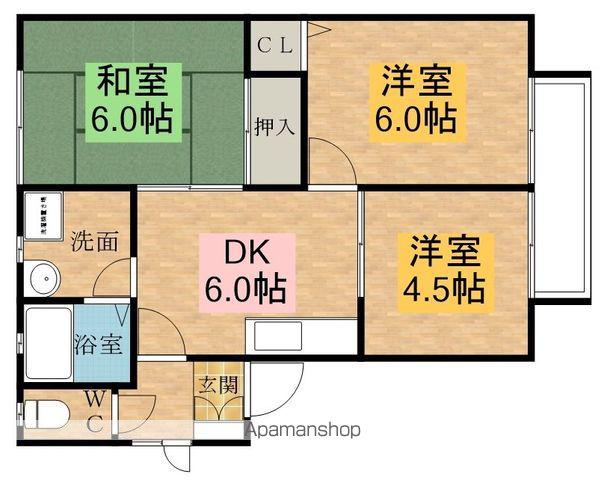 クーミーハウス 岸和田(3DK/2階)の間取り写真