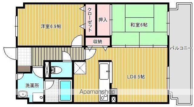 ウエストコート愛宕(2LDK/2階)の間取り写真