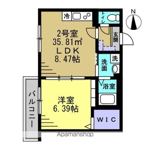 セミカ葛城Ⅱ(1K/2階)の間取り写真