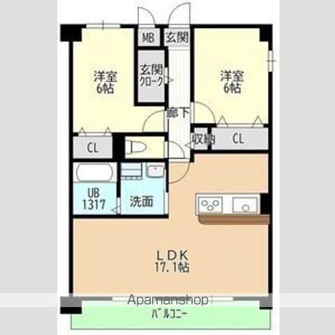 宮ノ腰704マンション(2LDK/4階)の間取り写真