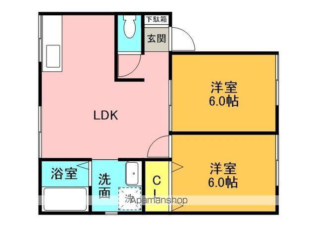 プチメゾン宝(2DK/2階)の間取り写真