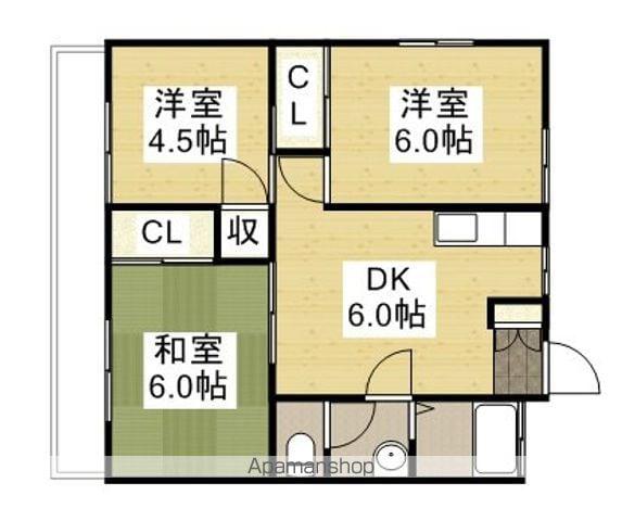 コーポ田上(3DK/2階)の間取り写真