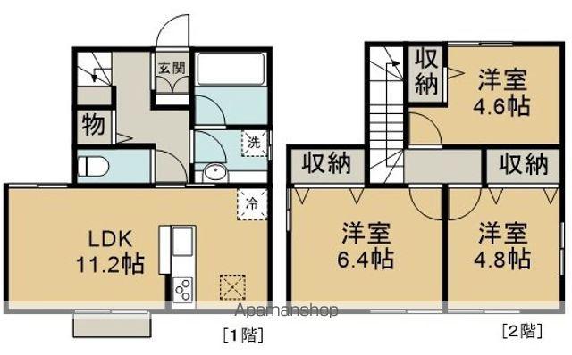 東武鉄道東上線 霞ケ関駅(埼玉) 徒歩15分 2階建 築2年(3LDK)の間取り写真