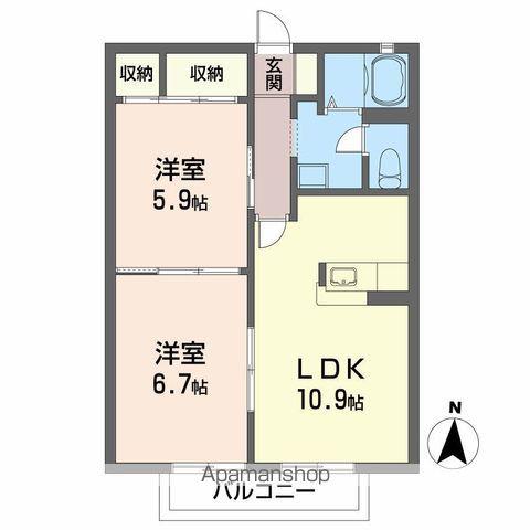 エターナルタウンD(2LDK/2階)の間取り写真