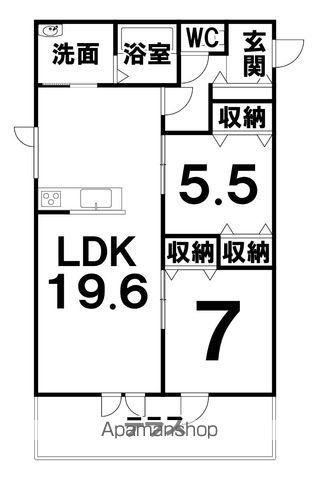 札内新北シドニー館(2LDK/2階)の間取り写真