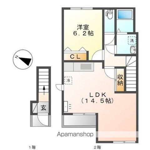 スターコーポ西Ⅳ(1LDK/2階)の間取り写真