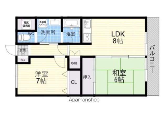 小玉ハイツ(2LDK/3階)の間取り写真