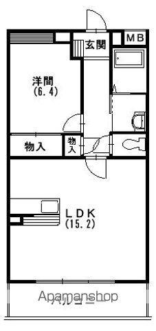 アムール住吉(1LDK/2階)の間取り写真