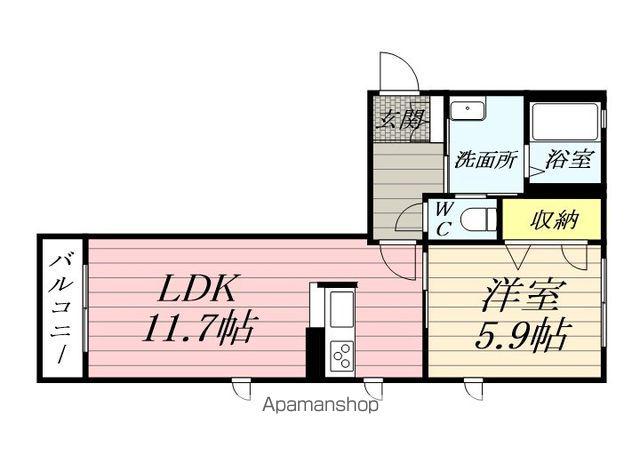 シャンブル クレア(1LDK/1階)の間取り写真