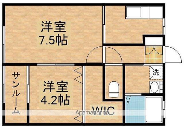 シャルール A棟(2K/1階)の間取り写真