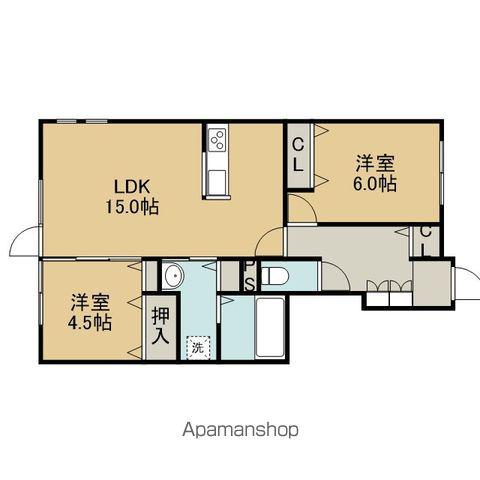 グリーンノートウトナイ北C棟(2LDK/1階)の間取り写真