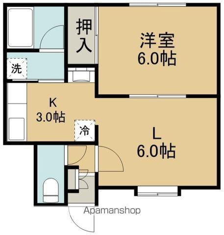 パレス榎本(1DK/1階)の間取り写真