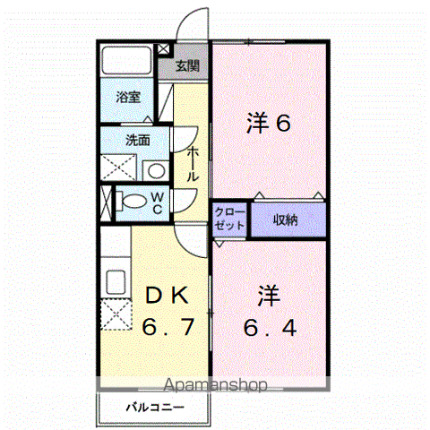 リバティツインⅠ(2DK/2階)の間取り写真