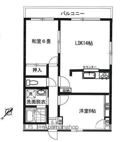 ルアンベル上庭(2LDK/7階)の間取り写真
